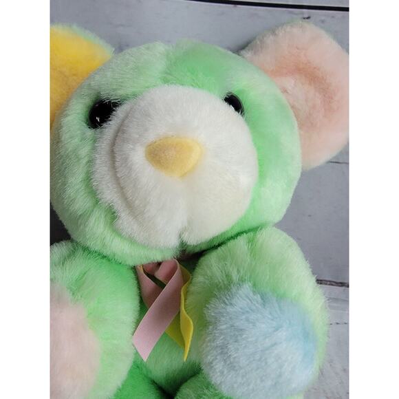 VTG 8" Mouse Plush Multi Color Ears Paws Pink Yellow Green Stuffed - Picture 5 of 9
